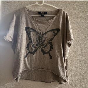 Diesel Heather Gray Butterfly Graphic Tee
